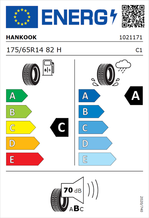 Tyre Label for Hankook Kinergy Eco 2 K435 175/65R14 82H