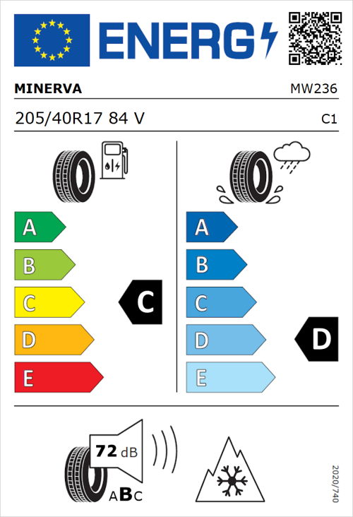Tyre Label for Minerva S210 205/40R17 84V