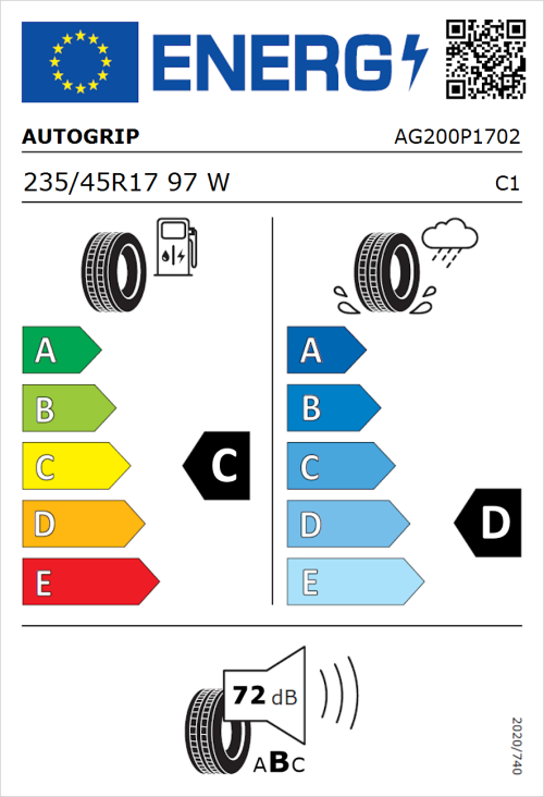 Tyre Label for Autogrip Grip 200 235/45R17 97W
