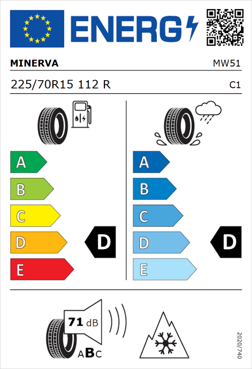 Tyre Label for Minerva S110 225/70R15 112R